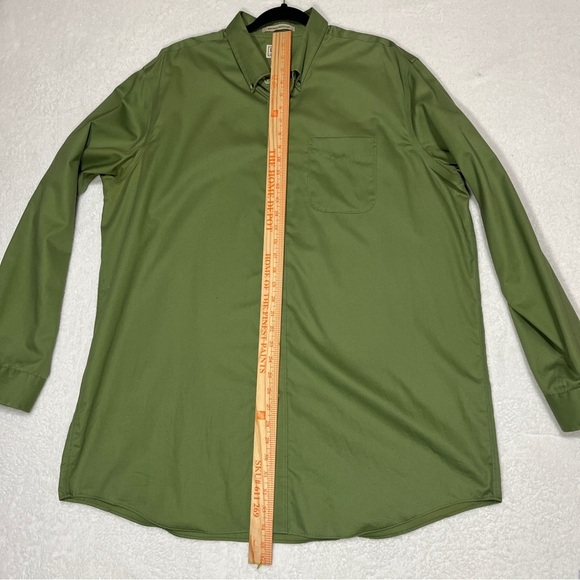 L.L. Bean Men's Shirt Wrinkle Resistant Long Sleeve Button Down 100% Cotton Gree - Picture 10 of 11